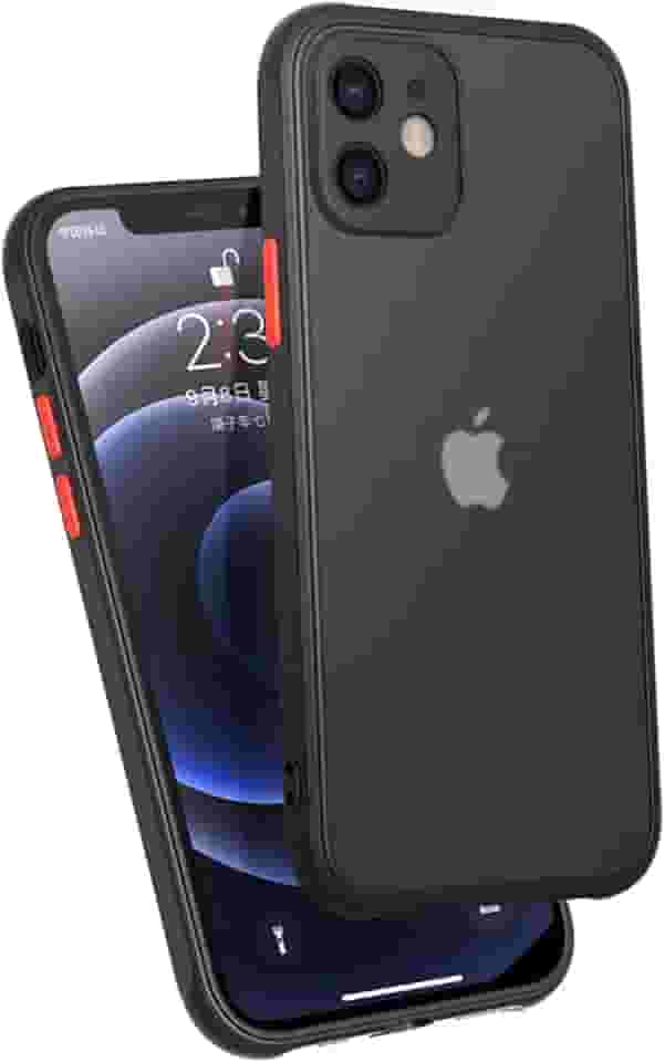 Capa de telefone projetada para iPhone 12 – Capa à prova de choque para iPhone 12, câmera totalmente coberta, proteção contra quedas de grau militar, capa protetora rígida fina translúcida para iPhone