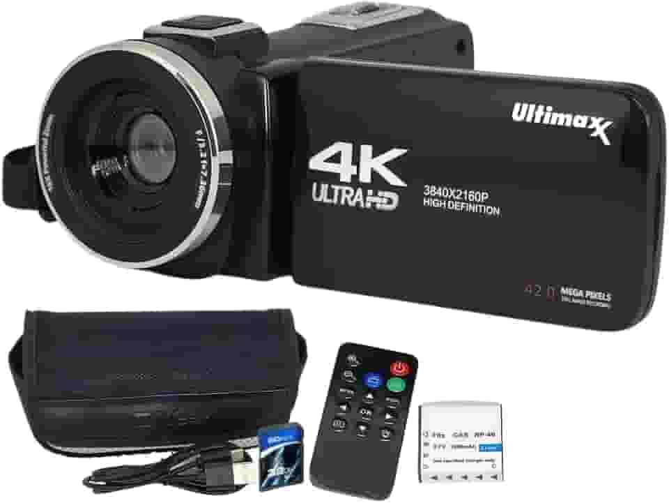 Ultimaxx Câmera Filmadora 4K Gravador de Vídeo 42Mp Suporte para Câmera Vlogging Youtube Tiktok Filmadora Digital com Tela Lcd de 3 ", Zoom Digital 18X para Adultos Crianças Adolescentes Iniciantes