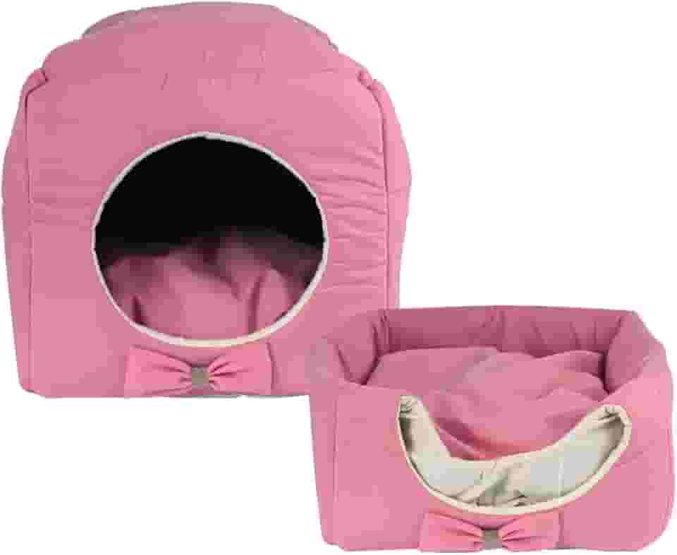 Caminha Pet Toca Iglu 3 EM 1 Cama Para Cães e Gatos Com Almofada (TOCA LISA ROSA)