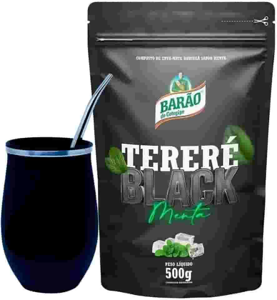 Kit Erva Mate Terere Com Cuia e Bomba Black Menta Premium 500 gr