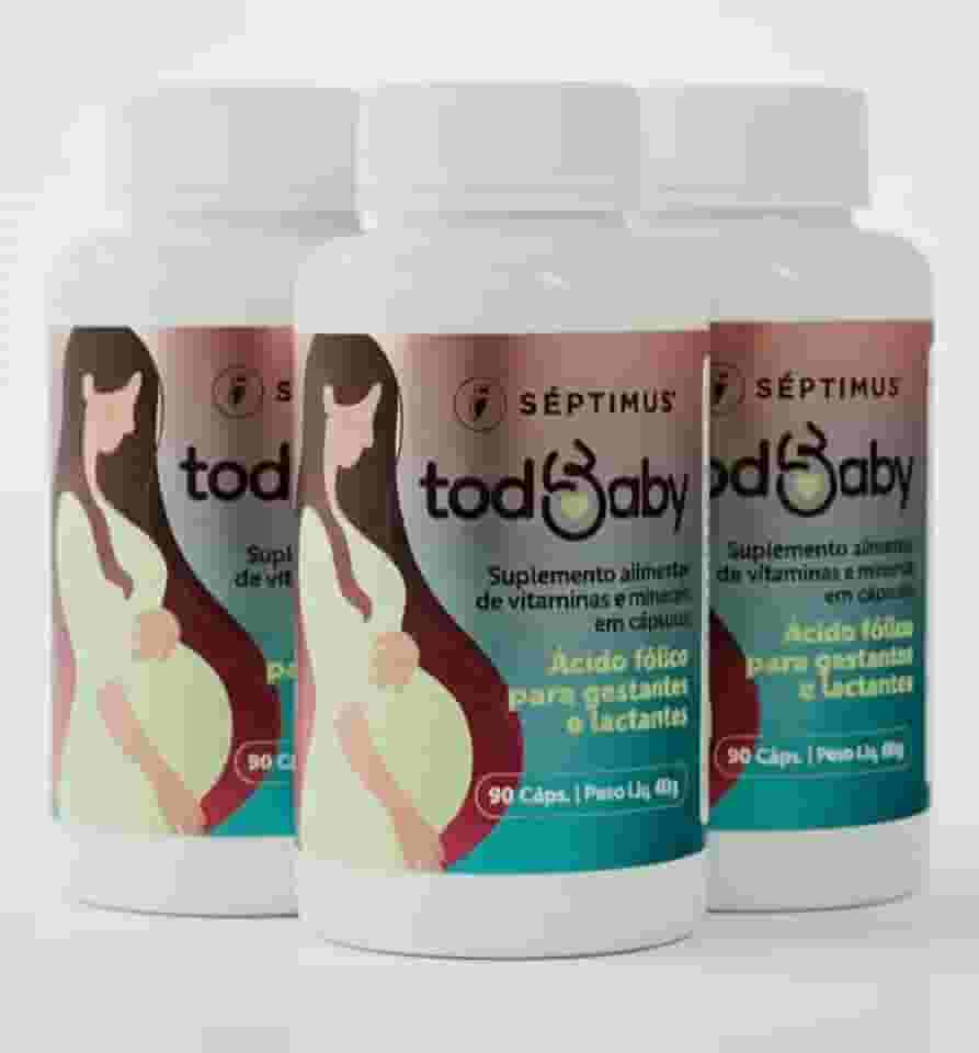 kit 3x Todbaby - Suplemento Vitamínico para Gestantes, Lactantes e Puérperas com 21 Nutrientes – Ácido Fólico, Ferro, Zinco e Vitaminas – 90 Cápsulas
