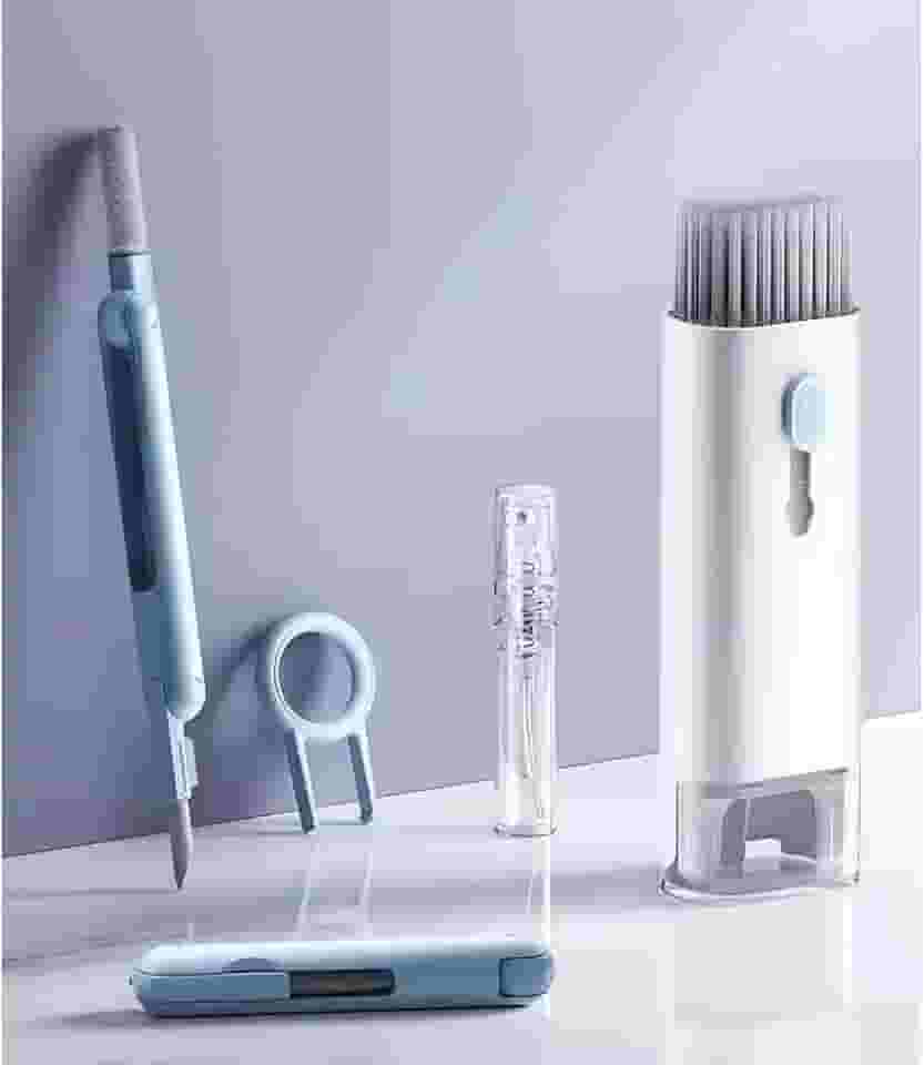 Kit Limpeza 7 em 1 para Eletrônicos – Limpa Celular, Notebook, Teclado, Fones e TV | Portátil, Completo e Multiuso (BRANCO)