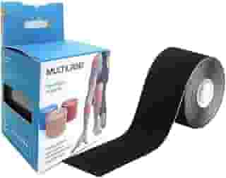 Rolo Fita Kinésio 5 x 500 Cm Tape Bandagem Elástica Funcional Adesiva Preta Musculação Hipoalergênica Melhora Circulação Evita Lesões Resistente A Água Muscle Fix Multilaser