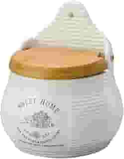 LYOR - Saleiro de Parede de Cerâmica com Tampa de Madeira Sweet Home 10cm x 7,5cm x 13cm