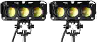 Par Farol Milha Moto Led Auxiliar 120W 18000LM Neblina Lampada Lente Auxiliar Três Lentes Luz De Cor Dupla