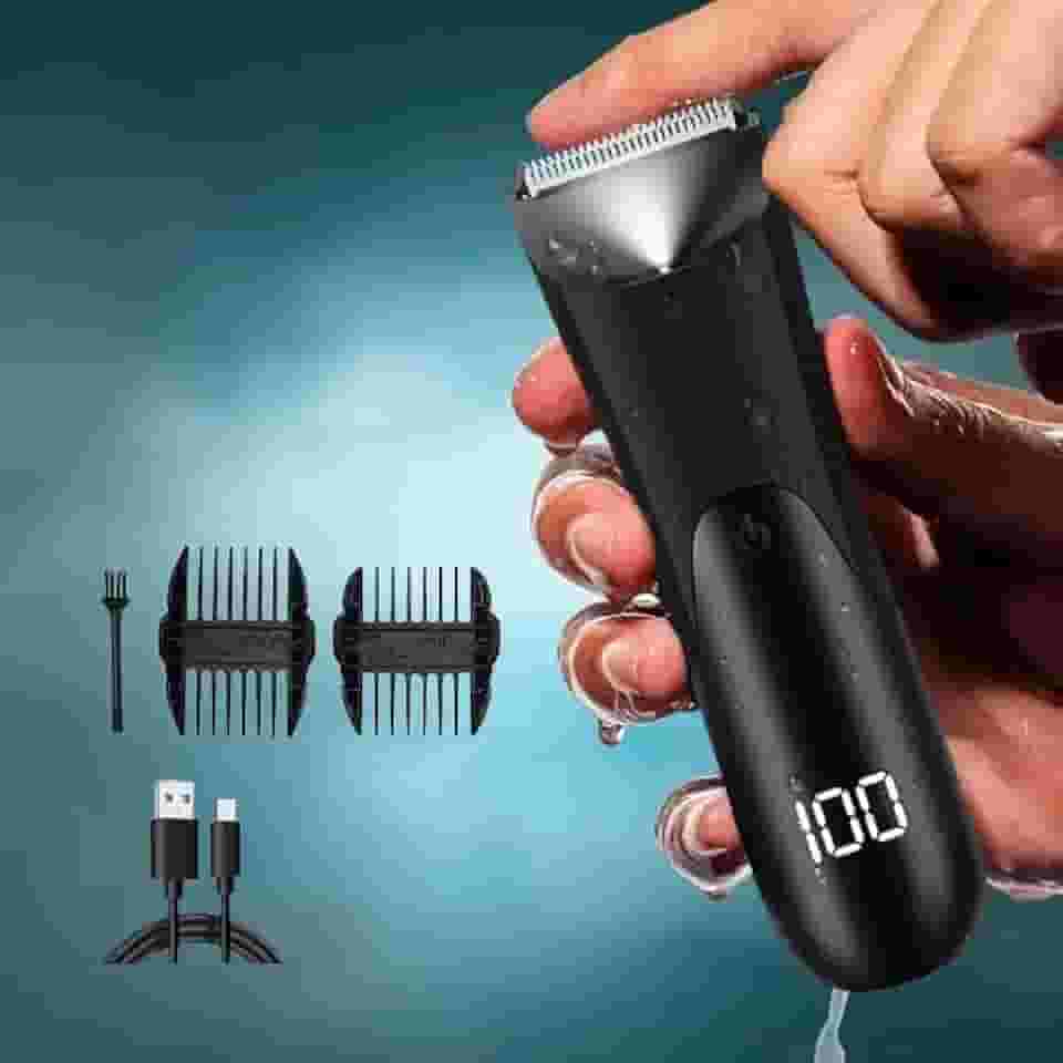 Maquina de barbear Recarregável e Portátil, 2 em 1 aparador depilador, Lâmina de Cerâmica e Iluminação LED, para Barba, Corpo, Ouvido e Uso Geral, aparador de pelos intimos masculino, maquininha de barbear