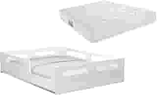 Cama Casal Infantil Montessoriana Educativa Quarto de Criança Baixa e Segura Com Colchão (Branco)