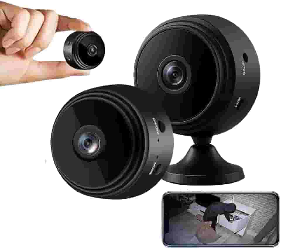 Kit 2 Mini Câmeras Espiã Wifi HD Portátil Sem Fio Visão Noturna Gravador de Voz Suporta Cartão Babá Eletronica Camêra de Segurança