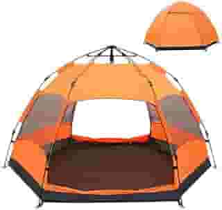 Barraca de Camping Automática Hexagonal, 5-8 Pessoas, Impermeável, Laranja