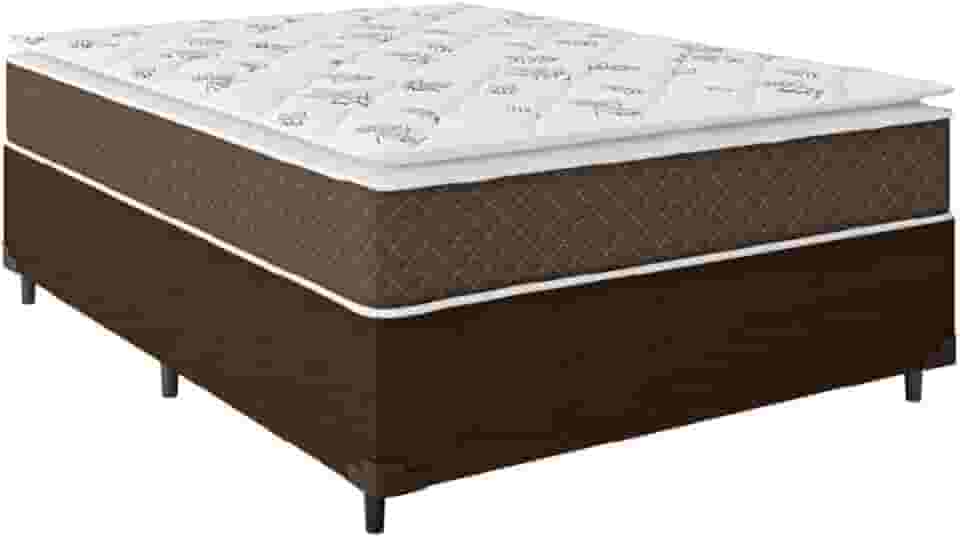 Cama Box Casal Colchão Molas Ensacadas Pillow Top Martino 138x188x63cm Marrom/branco Umaflex - Suporta até 120kg por Pessoa
