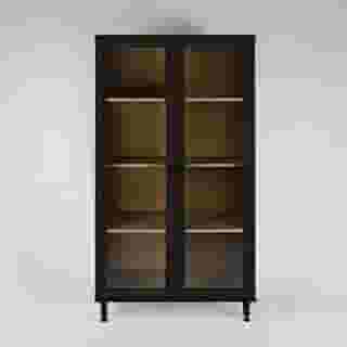 Estante Para Livros Ditália 2 Portas Vidro E-957 Cor:preto
