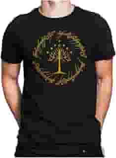 Camiseta Senhor Dos Anéis Gandalf Estampa Dourada Tamanho:M;Cor:Preto
