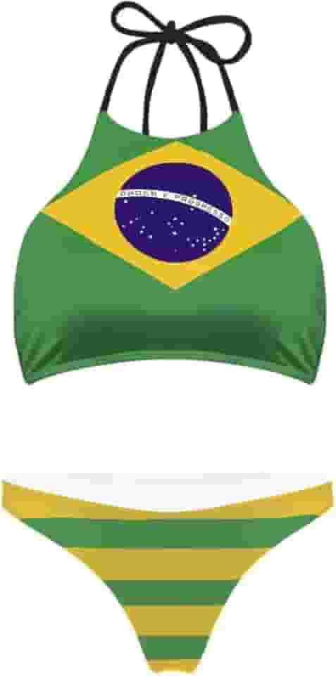 Conjunto de biquíni feminino, gola alta, frente única, roupa de banho de duas peças, calcinha triangular para mulheres