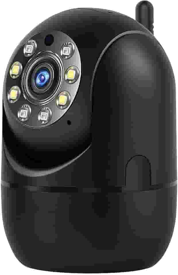 Câmera Smart Segurança Baba Eletrônica Ip WiFi Giratória Panorâmica Visão Noturna Microfone Antena Full HD Pet Vigilância Ambientes Internos e Externos Compatível Com SmartPhones PREMIUM (PRETA)