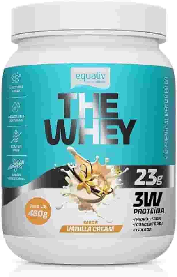 Equaliv The Whey 480g – Whey Protein Concentrado, Isolado e Hidrolisado para Ganho de Massa e Recuperação Muscular – Sabor Vanilla, Adoçado Naturalmente
