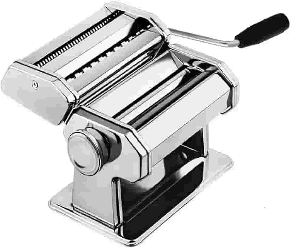 Máquina de Massa Manual 2-em-1 para Macarrão com 6 Configurações Espessura Ajustáveis Espaguete Fettuccine Lasanha Caseira Ferramenta Essencial Cozinh