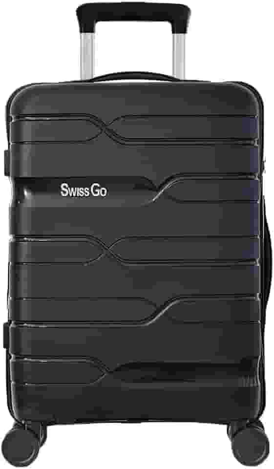 MALA DE BORDO SWISS GO SANTORINI EM POLIPROPILENO PARA VIAGEM COM CADEADO TSA E RODAS DUPLAS PRETO