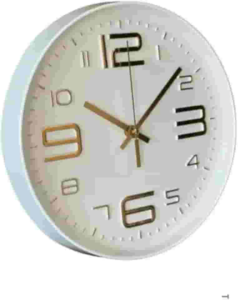 Relógio de Parede Minimalista Moderno Cozinha Quarto Sala Escritório 25cm x 4cm Decoração de Parede Organização Enfeites Utilidades Domésticas (BRANCO E DOURADO)