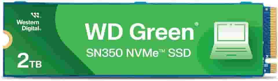 SSD WD Green SN350 2TB NVMe M.2 2280 (Leitura até 3200MB/s e Gravação até 2500MB/s)