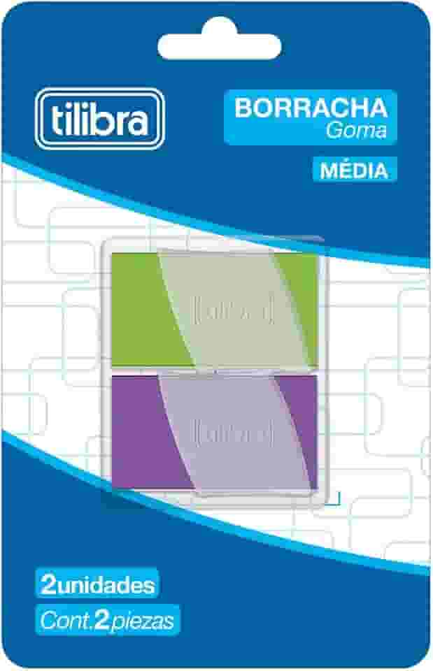 Tilibra - Borracha Neon com Capa Plástica Académie Média - Blister com 2 Unidades, Cores Sortidas
