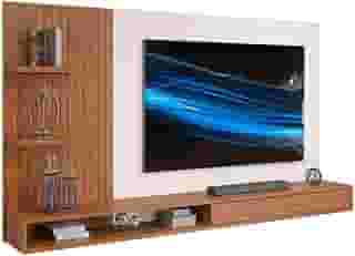 Painel para Tv até 60 Polegadas 2 Prateleiras Bento Dj Móveis Freijó/off White