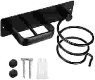 RSPD Suporte de secador de cabelo de alumínio, suporte para secador de cabelo, suporte para modelador de cachos para quarto e banheiro, suporte de ferro plano montado na parede para