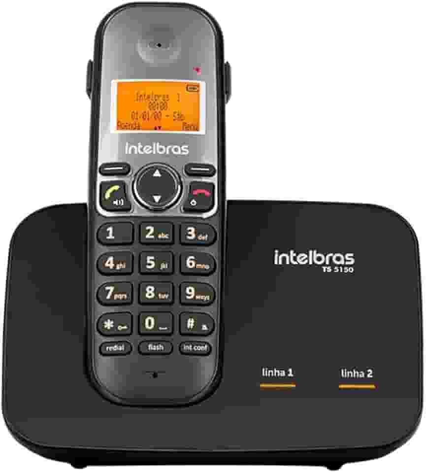 Telefone Digital Sem Fio com Entrada para 2 Linhas Preto Intelbras