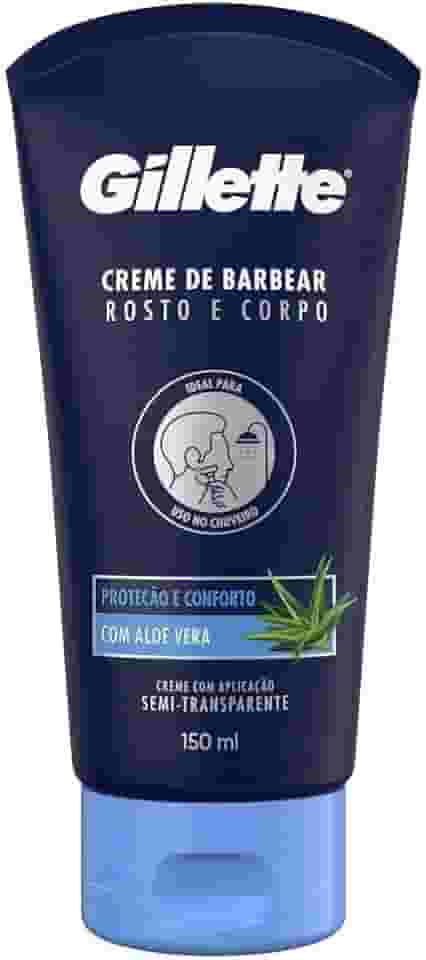 Gillette Creme de Barbear Rosto e Corpo com Aloe Vera, Ideal para Barbear com um Aparelho de Barbear no Chuveiro 150mL