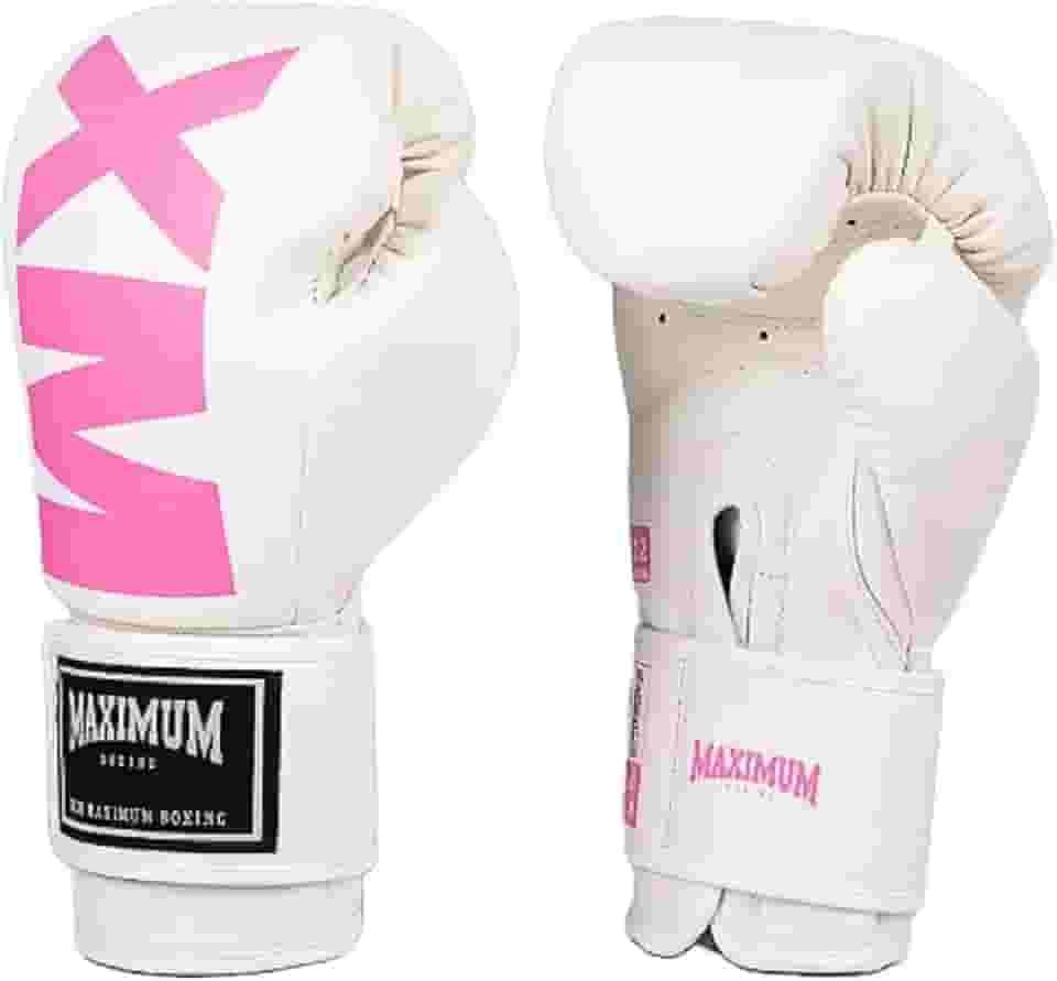 Luva de Boxe Muay Thai Feminina MXM Branco e Rosa - Maximum