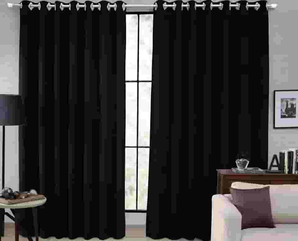 Cortina Tecido Blackout Corta Luz 80% para Sala, Quarto e Escritório 2,70 X 2,30m (Preto)