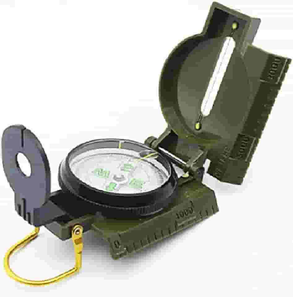 Bússola de mira multifuncional com clinômetro – ferramenta de navegação impermeável durável com mostrador luminoso e régua para caminhadas, acampamento, trekking