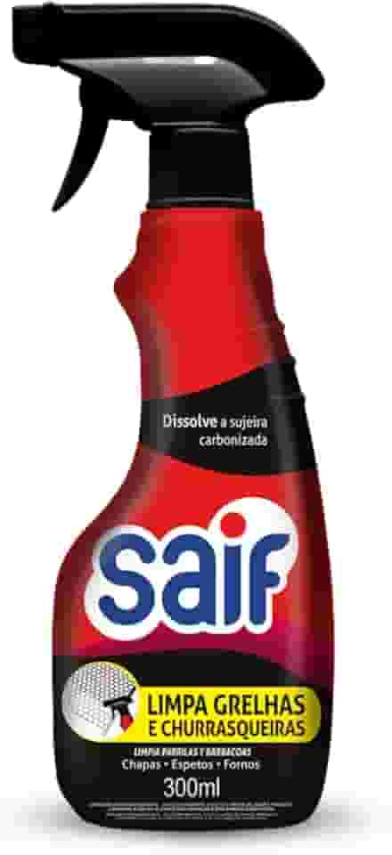 Limpa Grelhas E Churrasqueiras Com Gatilho Saif 300Ml, Saif, Limpador De Grelhas E Churrasqueiras Spray, Vermelho, Dissolve A Sujeira Carbonizada, Facilitando Sua Vida, Maximizando Toda Limpeza