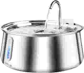 Fonte de Agua pra Gato,Janela de Nível de Água e Aço Inoxidável,Capacidade de 4L e Conveniência para Viagens,Sistema de Filtragem Quádrupla,Fácil de Desmontar e Limpar,Bebedouro Gato 4L