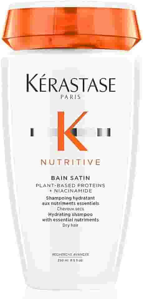 Kérastase Nutritive Bain Satin, Shampoo Hidratante para Cabelos Secos, Nutrição Intensa, Brilho, Maciez, Fortalecimento e Revitalização da Fibra Capilar, 250ml