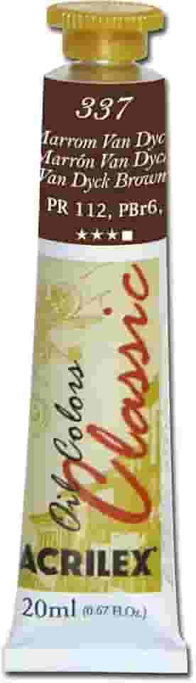 Tinta a Óleo Para Telas, Acrilex, Marrom Van Dick, 20 ml
