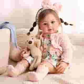 Bebê Reborn Boneca Realista Corpo de Silicone Menina Olhos Azuis 55cm