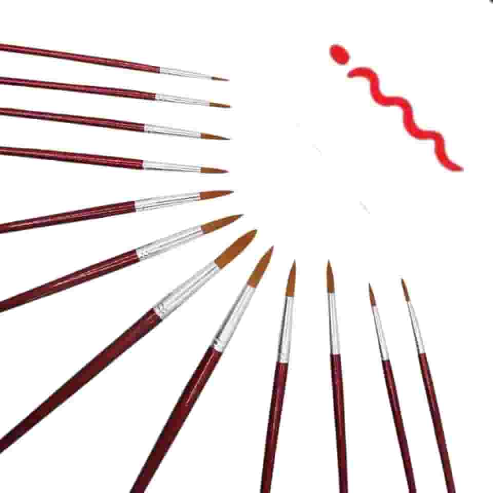 Kit com 12 Píncéis para Pintura Artesanato, Pincel Artisticos Redondos Ponta Fina Tinta óleo Aquarela Acrílico Esmalte Vinil e Tinta Guache Pode ser Usado por Crianças e Adultos Premium