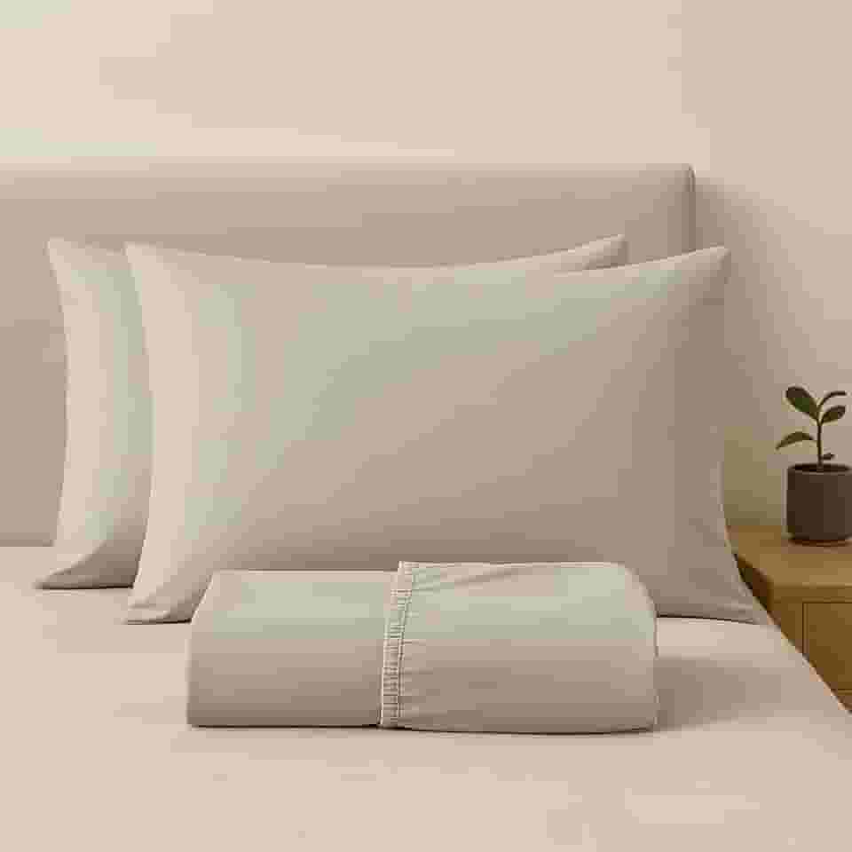 Jogo de Lençol Viuvo 100% Algodão Percal - 2 Peças - 200 Fios - Toque de Lençol de Hotel Macio - (Viuvo, Cinza claro)