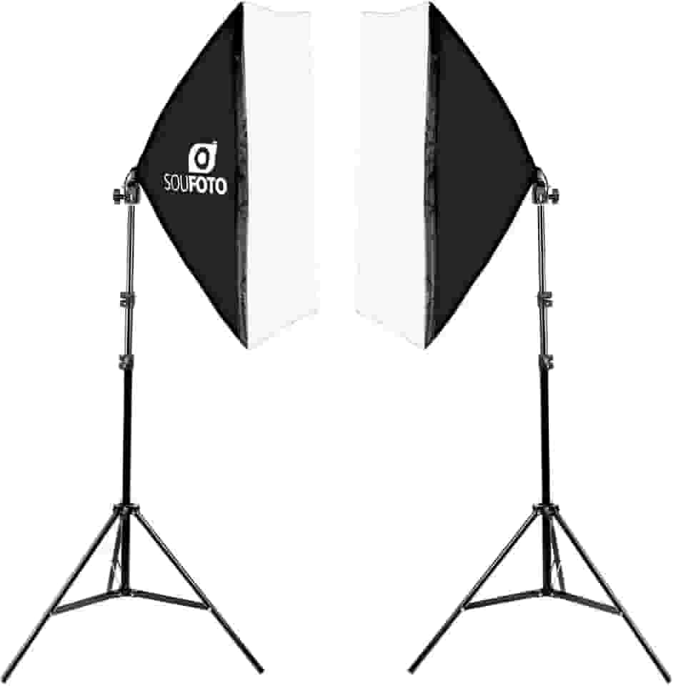 SOU FOTO Kit Softbox Duplo Profissional Iluminação Luz Continua para Fotografia e Video | 2x Softbox 50x70cm e 2x Tripés 2 metros | Modelo Duo