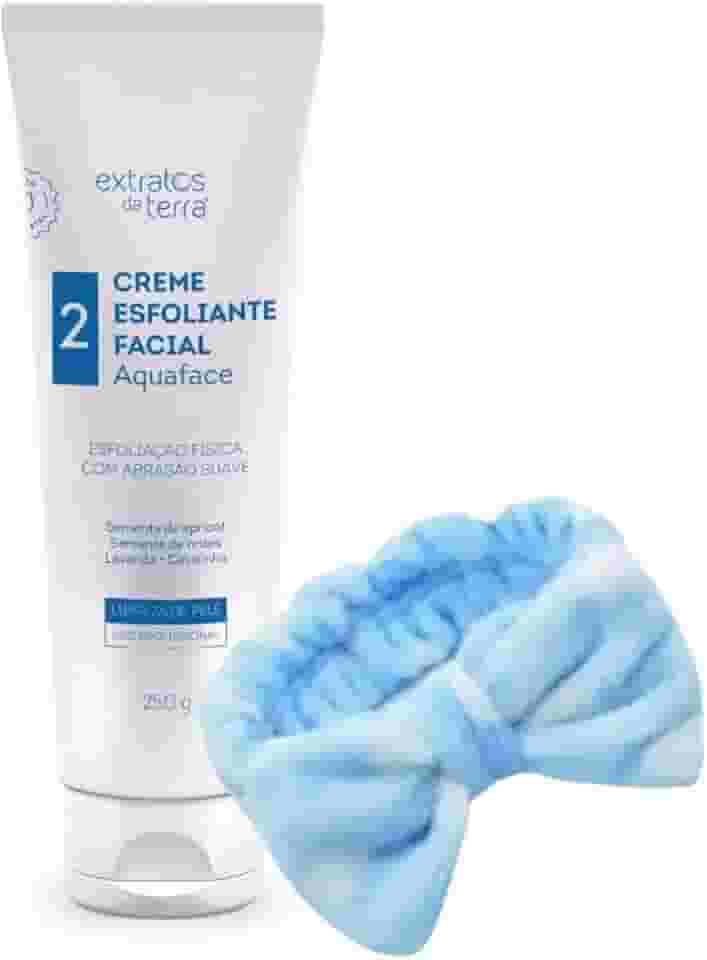 Creme Esfoliante Facial Aquaface 250g – Esfoliação Suave e Natural + Faixa de Pelúcia Para Cabelo