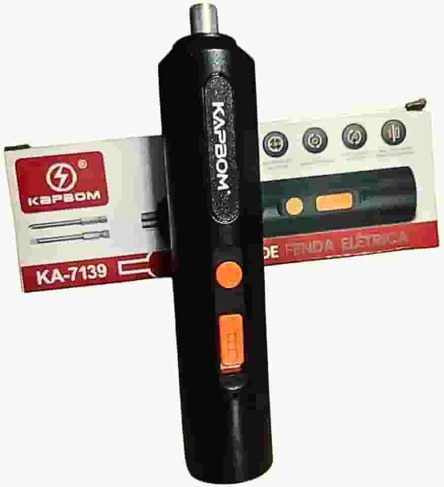 Chave de Fenda Parafusadeira Elétrica 4.2V Portátil sem fio - Perfeita para Espaços Apertados Móveis computadores - Bateria Recarregável Bivolt, 2 Bits Inclusos(Philips e fenda)-Preta