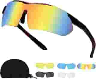 Óculos Corrida Masculino, Proteção UV400, Oculos de Sol Masculino, Inclui 6 lentes de óculos e Um Estojo de Armazenamento, Adequado para Ciclismo, Montanhismo, Pesca, Condução, Esqui, Turismo