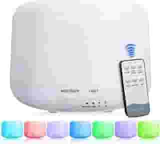 Difusor Aromatizador Ultrassônico Umidificador de Ar Portátil com LED 7 Cores de Purificador de Ambiente, Melhora a Qualidade do Ar, e Proporciona Relaxamento com Aromaterapia (Branco)