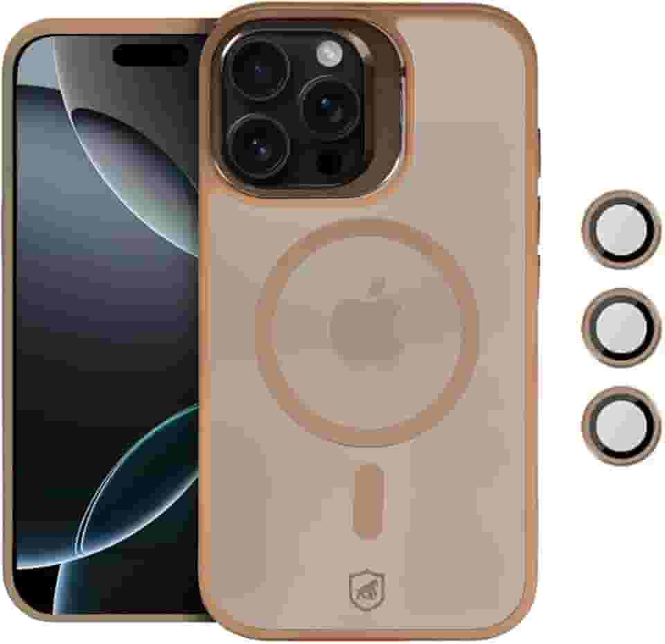 Gshield Capa Case Capinha Titanium Desert com Protetores de Lente e Alça Suporte Elevada na Câmera, Compatível com MagSafe para (Bege, iPhone 16 Pro Max)