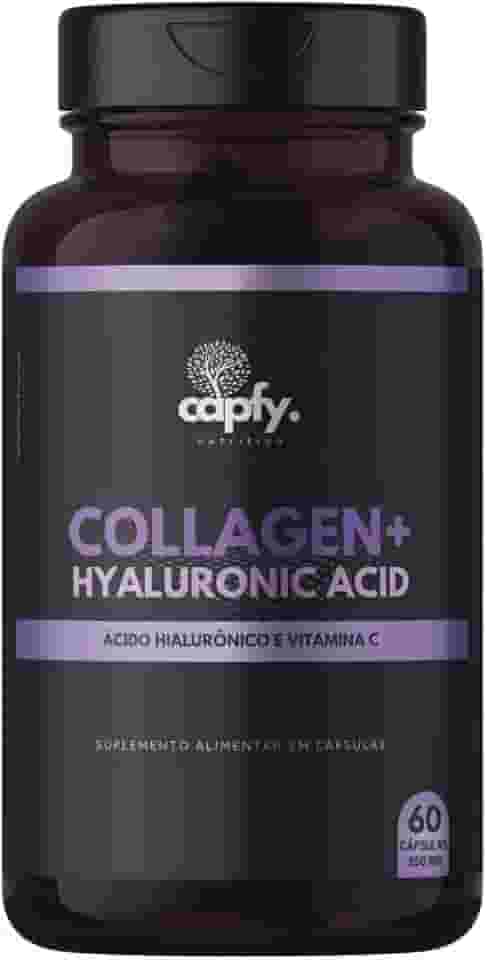 Colágeno Hidrolisado + Ácido Hialurônico + Vitamina C 60 Cápsulas 550mg Premium Capfy. Nutrition para Cabelo Beleza da Pele Unha e Articulações