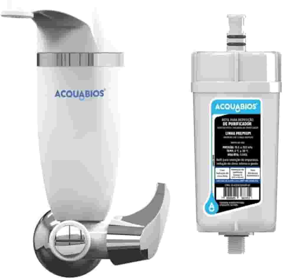 Filtro Purificador de Água Acquabios para Parede, Modelo 1006-0040, Branco, com Refil Extra