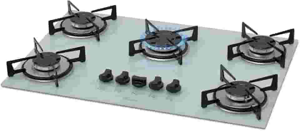 FISCHER COOKTOP À GÁS 5 BOCAS MESA VIDRO BRANCA BIVOLT 1642-6986