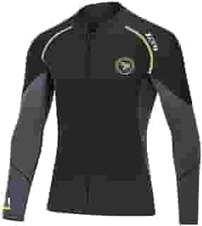 Jaqueta masculina de neoprene de 1,5 mm, com zíper frontal, manga comprida, roupa de mergulho para natação, snorkeling, mergulho e surfe, Preto, XXXX-Large