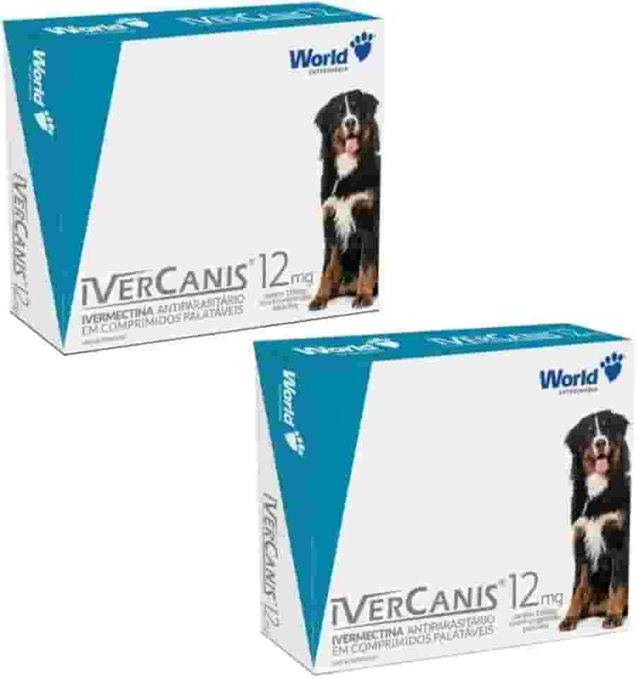 Kit 2 Caixas Ivercanis 12mg Antiparasitario Cães Controle Carrapato Pulgas Sarna