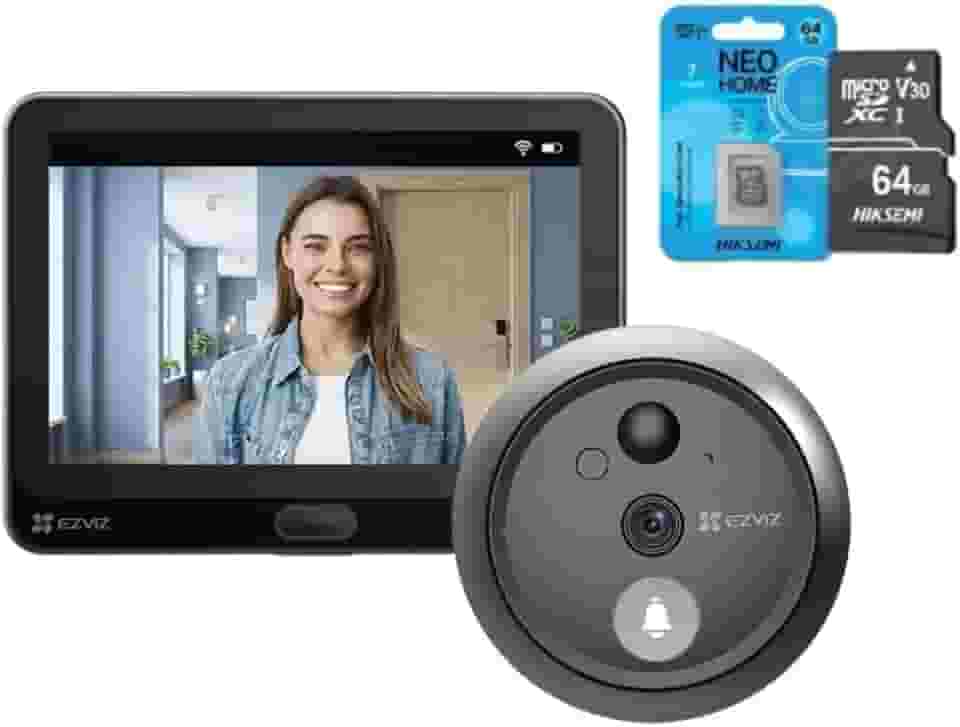 Campainha Inteligente HP4 com Olho Mágico Wi-Fi, Visor Interno FULL HD e Cartão 64GB – Detecção de Movimento e Visão Noturna